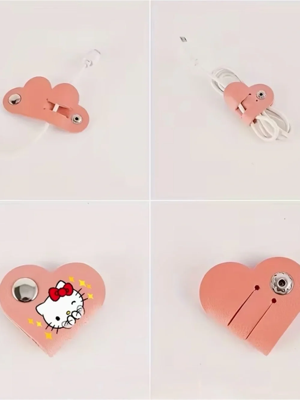 Heart-Shaped black / white & pink Kids Accessory with Cute Cat Design - 2 Pack